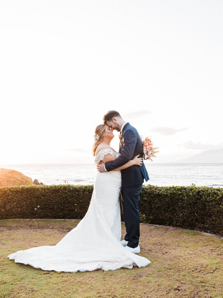 bride and groom during their romantic hawaii elopement in maui